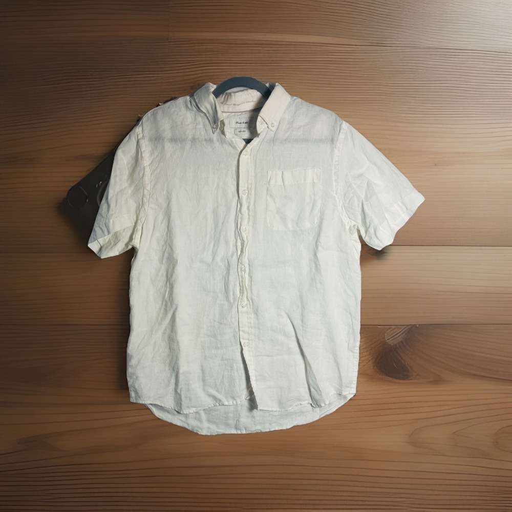 Porter and Ash‎ Shirt Mens L White 100% Linen Button Up  Lightweight